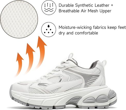 BEAU TODAY Womens Walking Shoes Fashion Platform Chunky Sneakers for Women Lace-up Casual Mesh Breathable Running Tennis Trendy Athletic Sneakers in Saudi Arabia