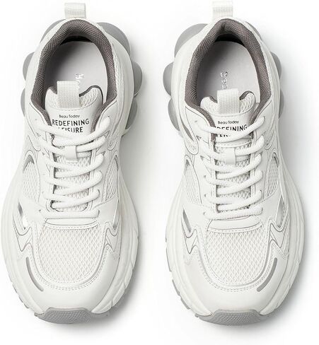 BEAU TODAY Womens Walking Shoes Fashion Platform Chunky Sneakers for Women Lace-up Casual Mesh Breathable Running Tennis Trendy Athletic Sneakers in Saudi Arabia