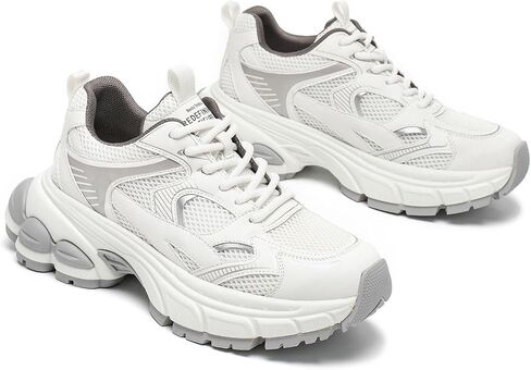 BEAU TODAY Womens Walking Shoes Fashion Platform Chunky Sneakers for Women Lace-up Casual Mesh Breathable Running Tennis Trendy Athletic Sneakers in Saudi Arabia