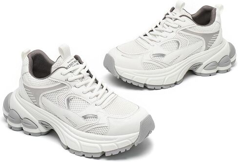 BEAU TODAY Womens Walking Shoes Fashion Platform Chunky Sneakers for Women Lace-up Casual Mesh Breathable Running Tennis Trendy Athletic Sneakers in Saudi Arabia
