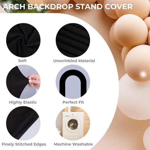 Babenest 7.2Ft Spandex Open Arch Backdrop Cover, Fitted Double-Sided U-Shaped Wedding Arch Cover, Round Top Chiara Stand Cover for Ceremony Baby Shower Birthday Party Decoration (White) in Saudi Arabia