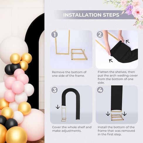 Babenest 7.2Ft Spandex Open Arch Backdrop Cover, Fitted Double-Sided U-Shaped Wedding Arch Cover, Round Top Chiara Stand Cover for Ceremony Baby Shower Birthday Party Decoration (White) in Saudi Arabia
