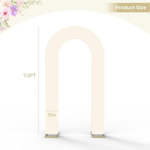 Babenest 7.2Ft Spandex Open Arch Backdrop Cover, Fitted Double-Sided U-Shaped Wedding Arch Cover, Round Top Chiara Stand Cover for Ceremony Baby Shower Birthday Party Decoration (White) in Saudi Arabia