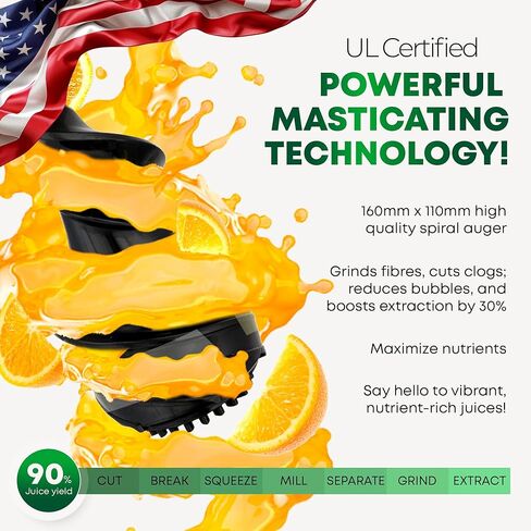 آلات عصارة المضغ البطيئة من نيبولا غراندي، عصارة ضغط بارد قوية مع مجرى تغذية كبير، عصارات مضغ كهربائية للخضروات والفواكه، سهلة التنظيف، ضمان لمدة 5 سنوات (أحمر غامق) in Kuwait