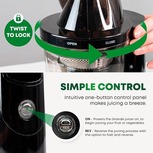 آلات عصارة المضغ البطيئة من نيبولا غراندي، عصارة ضغط بارد قوية مع مجرى تغذية كبير، عصارات مضغ كهربائية للخضروات والفواكه، سهلة التنظيف، ضمان لمدة 5 سنوات (أحمر غامق) in Kuwait