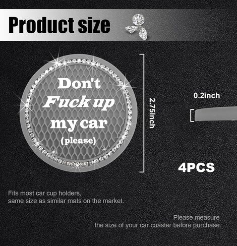 2 PCS Bling Car Cup Coaster, 2.75 Inch Anti-Slip Crystal Rhinestone Car Cup Holder Insert Coaster, Universal Auto Drink Cup Mat, Vehicle Interior Accessories for Women Girl (Orange) in Saudi Arabia