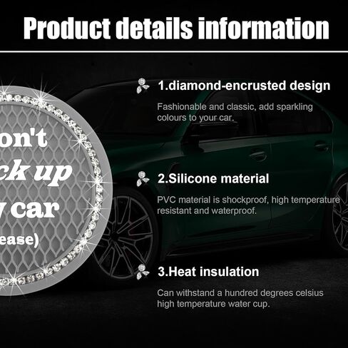 2 PCS Bling Car Cup Coaster, 2.75 Inch Anti-Slip Crystal Rhinestone Car Cup Holder Insert Coaster, Universal Auto Drink Cup Mat, Vehicle Interior Accessories for Women Girl (Orange) in Saudi Arabia