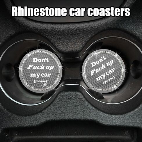 2 PCS Bling Car Cup Coaster, 2.75 Inch Anti-Slip Crystal Rhinestone Car Cup Holder Insert Coaster, Universal Auto Drink Cup Mat, Vehicle Interior Accessories for Women Girl (Orange) in Saudi Arabia