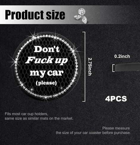 2 PCS Bling Car Cup Coaster, 2.75 Inch Anti-Slip Crystal Rhinestone Car Cup Holder Insert Coaster, Universal Auto Drink Cup Mat, Vehicle Interior Accessories for Women Girl (Orange) in Saudi Arabia