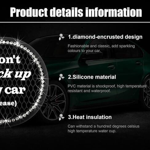 2 PCS Bling Car Cup Coaster, 2.75 Inch Anti-Slip Crystal Rhinestone Car Cup Holder Insert Coaster, Universal Auto Drink Cup Mat, Vehicle Interior Accessories for Women Girl (Orange) in Saudi Arabia