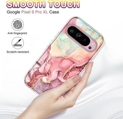 Btscase for Google Pixel 9 Pro XL Case 2024 [Military Grade Shockproof] Stylish Marble Pattern Slim Protective 3 Layers Hard PC+Soft Silicone Rugged Women Men Anti-Scratch Cover, Rose Gold in Saudi Arabia