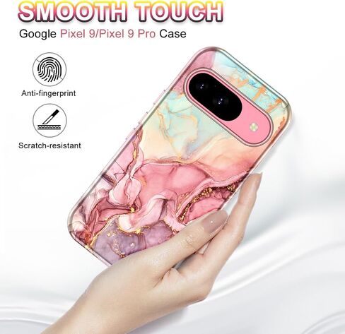 Btscase for Google Pixel 9 Pro XL Case 2024 [Military Grade Shockproof] Stylish Marble Pattern Slim Protective 3 Layers Hard PC+Soft Silicone Rugged Women Men Anti-Scratch Cover, Rose Gold in Saudi Arabia