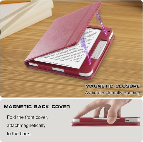 Case Compatible with Kobo Libra Colour & Kobo Libra 2 e-Reader,Protective Cover with Card Compartment, Hand Strap and Holder,Red in Saudi Arabia