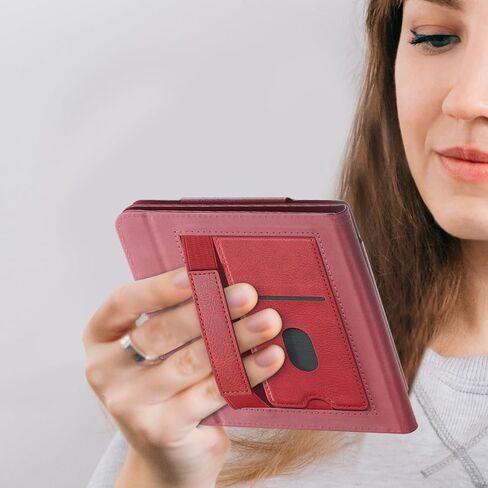 Case Compatible with Kobo Libra Colour & Kobo Libra 2 e-Reader,Protective Cover with Card Compartment, Hand Strap and Holder,Red in Saudi Arabia