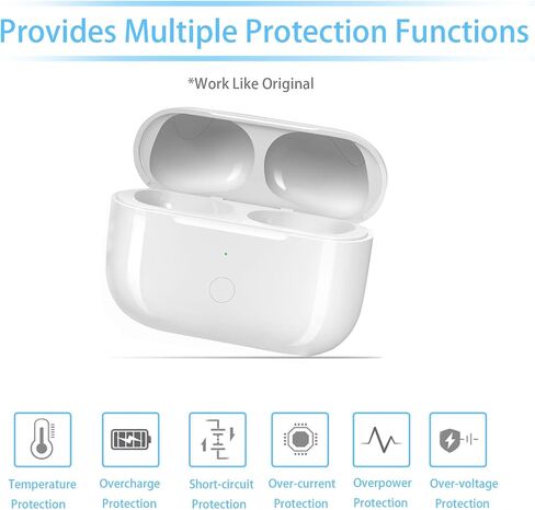 علبة شحن لاسلكية بديلة لـ AirPods Pro 1/2، حافظات الشاحن فقط [متوافقة مع Air pod Pro الجيل الأول والثاني] [دعم مزامنة الاقتران] بطارية مدمجة 660 مللي أمبير [بدون سماعات أذن] أبيض in Saudi Arabia