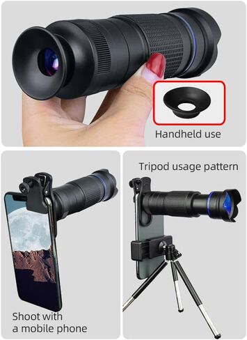 Andoer 36X Phone Telephoto Lens Kit with Mini Tripod Phone Clip Phone Holder Lens Bag Cleaning Cloth for Hiking Camping Wildlife Observation Moon Sports Game Concert Watching, Gold in Saudi Arabia