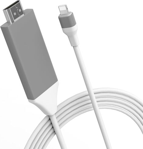 Vergissm Lighting to HDMI Cable for iPhone to TV Adapter, 1080P HDTV Cable Adapter, Digital AV Adapter Sync Screen Converter Compatible with iPhone to HDMI for TV Projector Monitor (6.6FT, White) in Saudi Arabia