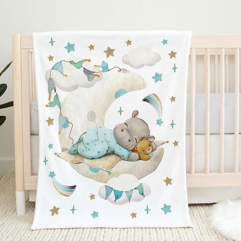 UNIQUE Hippo Ultra Soft Fleece Baby Blanket 30x40in, Cute Hippo Baby Blanket, Gender Neutral in Saudi Arabia