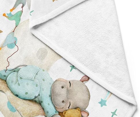 UNIQUE Hippo Ultra Soft Fleece Baby Blanket 30x40in, Cute Hippo Baby Blanket, Gender Neutral in Saudi Arabia
