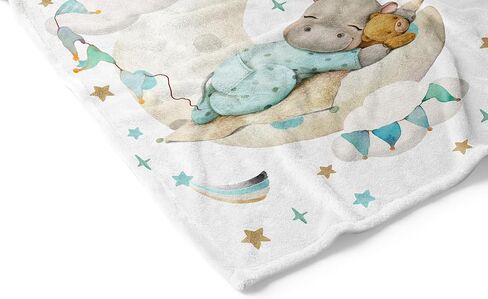 UNIQUE Hippo Ultra Soft Fleece Baby Blanket 30x40in, Cute Hippo Baby Blanket, Gender Neutral in Saudi Arabia