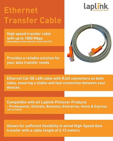 Ethernet High-Speed Transfer Cable - to use with PCmover Migration Software (not Included) - High-Speed Data Transfers up to 1 Gbps in Saudi Arabia