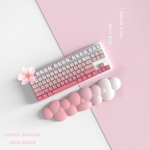 EPOMAKER Marshmallow Wrist Rest for Mechanical Keyboard, with Waterproof PU Leather, Memory Foam, Anti-Slip Rubber Bottom, Ergonomic Design, Wrist Pain Relief Arm Rest Desk (Sakura Snow) in Saudi Arabia
