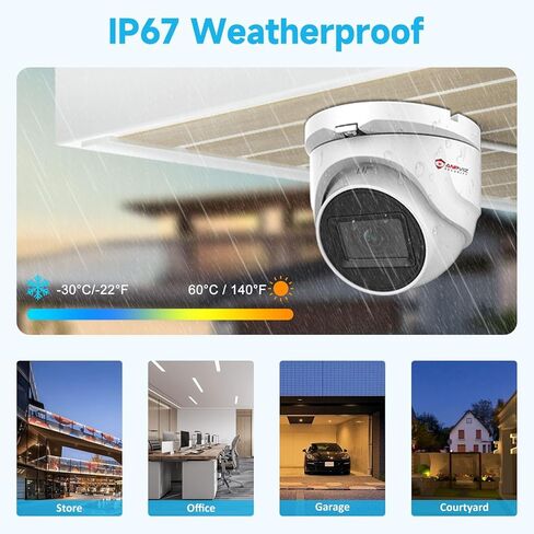 Anpviz 2 حزمة كاميرا CCTV تناظرية 5 ميجابكسل 4 في 1 (TVI/AHD/CVI/CVBS) كاميرا TVI برجية، كاميرا أمان على شكل قبة مع رؤية ليلية 100 قدم، غطاء معدني IP67، متوافق مع أجهزة DVR أخرى بدقة 5 ميجابكسل وما فوق in Kuwait