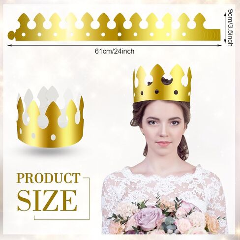 100 قطعة من التيجان الورقية الذهبية لأعياد الميلاد والعام الجديد وتاج الحفلات وقبعات ورقية كبيرة لوازم الاحتفال للأطفال البالغين (النمط الكلاسيكي) in Kuwait