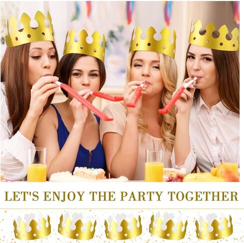 100 قطعة من التيجان الورقية الذهبية لأعياد الميلاد والعام الجديد وتاج الحفلات وقبعات ورقية كبيرة لوازم الاحتفال للأطفال البالغين (النمط الكلاسيكي) in Kuwait