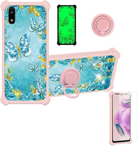 حافظة jioeuinly BLU J9L متوافقة مع غطاء حافظة هاتف BLU J9L [مع واقي شاشة من الزجاج المقسى] [كمبيوتر صلب + سيليكون ناعم] [بريق ذهبي + مضيء] JSF-YHD in Kuwait