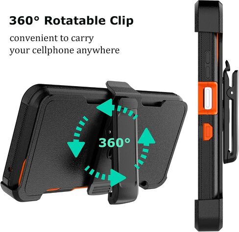 Takfox Moto G Power 5G 2024 Case, for Motorola G Power 2024 5G Belt Clip Holster Phone Case [Built-in Screen Protector] Kickstand Protective Rugged Heavy Duty Shockproof Dustproof Cover-Black/Orange in Kuwait