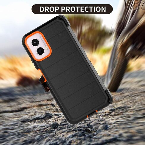 Takfox Moto G Power 5G 2024 Case, for Motorola G Power 2024 5G Belt Clip Holster Phone Case [Built-in Screen Protector] Kickstand Protective Rugged Heavy Duty Shockproof Dustproof Cover-Black/Orange in Kuwait