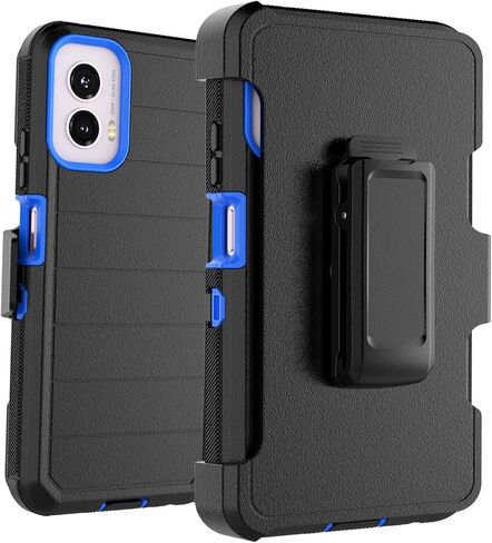 Takfox Moto G Power 5G 2024 Case, for Motorola G Power 2024 5G Belt Clip Holster Phone Case [Built-in Screen Protector] Kickstand Protective Rugged Heavy Duty Shockproof Dustproof Cover-Black/Orange in Kuwait