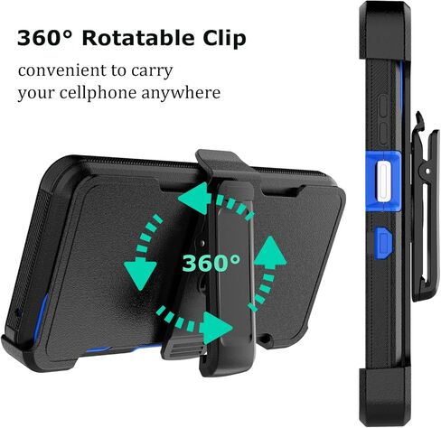 Takfox Moto G Power 5G 2024 Case, for Motorola G Power 2024 5G Belt Clip Holster Phone Case [Built-in Screen Protector] Kickstand Protective Rugged Heavy Duty Shockproof Dustproof Cover-Black/Orange in Kuwait