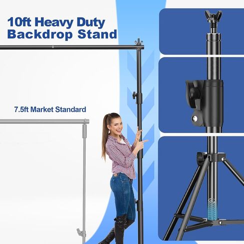 12 x 10ft Photo Video Studio Heavy Duty Backdrop Stand, Adjustable Photography Background Support Systemt Kit with Shock-Proof Spring, 2 Sandbags, Carrying Bag, 6 Clamps in Saudi Arabia