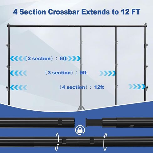 12 x 10ft Photo Video Studio Heavy Duty Backdrop Stand, Adjustable Photography Background Support Systemt Kit with Shock-Proof Spring, 2 Sandbags, Carrying Bag, 6 Clamps in Saudi Arabia
