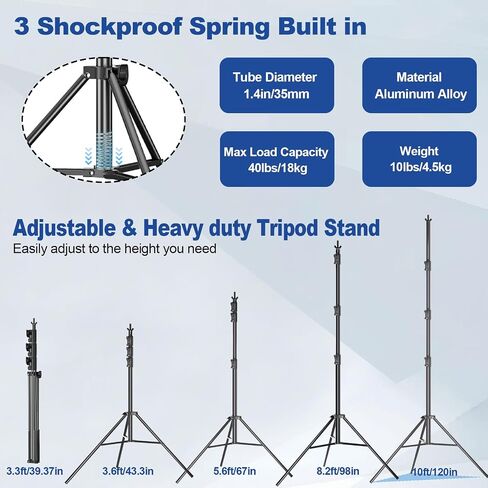 12 x 10ft Photo Video Studio Heavy Duty Backdrop Stand, Adjustable Photography Background Support Systemt Kit with Shock-Proof Spring, 2 Sandbags, Carrying Bag, 6 Clamps in Saudi Arabia