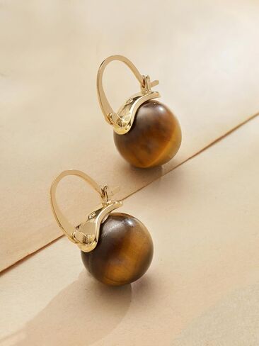 Sacina Boho Hippie Tiger Eye Crystal Hoop Earrings, Teardrop Earrings, Brown Earrings, Boho Earrings, Summer Earrings, Christmas Jewelry Gift For Women in Saudi Arabia