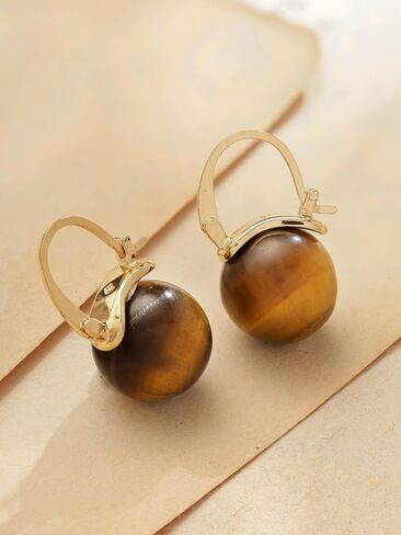 Sacina Boho Hippie Tiger Eye Crystal Hoop Earrings, Teardrop Earrings, Brown Earrings, Boho Earrings, Summer Earrings, Christmas Jewelry Gift For Women in Saudi Arabia