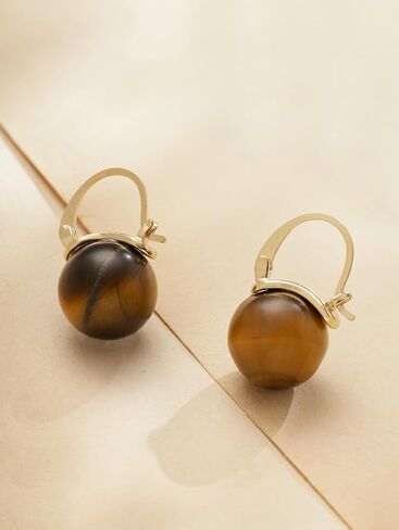 Sacina Boho Hippie Tiger Eye Crystal Hoop Earrings, Teardrop Earrings, Brown Earrings, Boho Earrings, Summer Earrings, Christmas Jewelry Gift For Women in Saudi Arabia