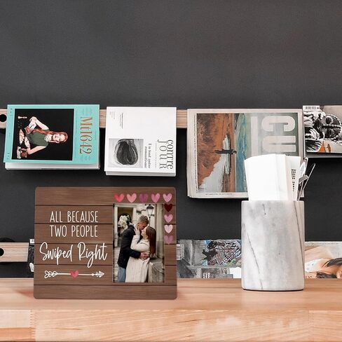 All Because Two People Swiped Right Couples Picture Photo Frame,Couple Picture Frames, Birthday Valentines Christmas Gifts For Couple Husband Wife Girlfriend Boyfriend(4x6 Inch Photo) in Kuwait