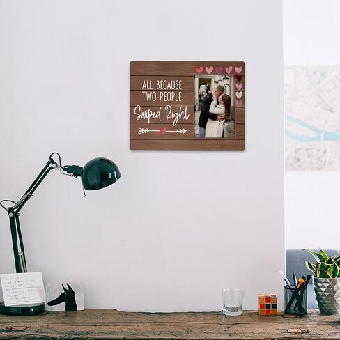 All Because Two People Swiped Right Couples Picture Photo Frame,Couple Picture Frames, Birthday Valentines Christmas Gifts For Couple Husband Wife Girlfriend Boyfriend(4x6 Inch Photo) in Kuwait