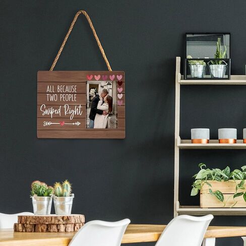 All Because Two People Swiped Right Couples Picture Photo Frame,Couple Picture Frames, Birthday Valentines Christmas Gifts For Couple Husband Wife Girlfriend Boyfriend(4x6 Inch Photo) in Kuwait