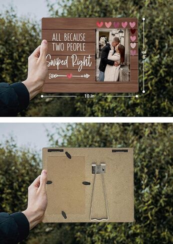 All Because Two People Swiped Right Couples Picture Photo Frame,Couple Picture Frames, Birthday Valentines Christmas Gifts For Couple Husband Wife Girlfriend Boyfriend(4x6 Inch Photo) in Kuwait