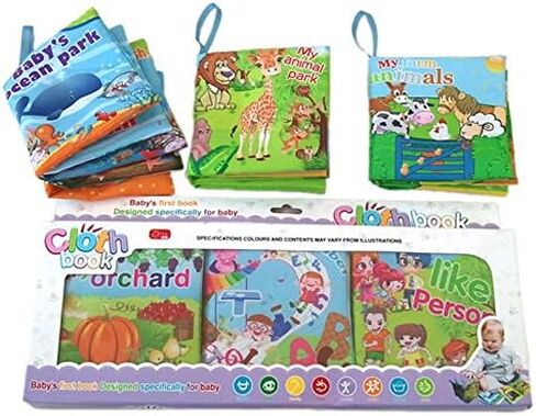 كتب قماشية ناعمة للأطفال، كتب أطفال من القماش الآمن، مجموعة كتب أطفال مكونة من 3 قطع in Kuwait