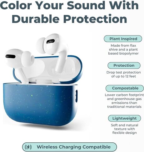 Pela - AirPods Pro (2nd Generation) Case, Green - Plant-Based AirPods Pro 2 Case for Backpack, Purse, Luggage in Saudi Arabia