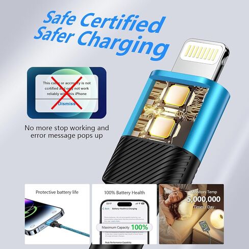 USB to iPhone Charger 6FT/2Pack Compatible with iPhone 14 13 12 11 Pro Max XR XS X 8 7 6 Plus SE,iPad Pro Air Mini,iPod, 3.1A Long iPhone Charger Cord Car Fast Charging Cable USB Cable Nylon Braided in Kuwait