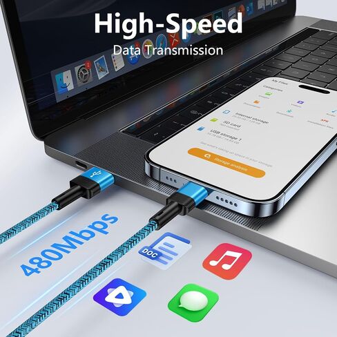 USB to iPhone Charger 6FT/2Pack Compatible with iPhone 14 13 12 11 Pro Max XR XS X 8 7 6 Plus SE,iPad Pro Air Mini,iPod, 3.1A Long iPhone Charger Cord Car Fast Charging Cable USB Cable Nylon Braided in Kuwait