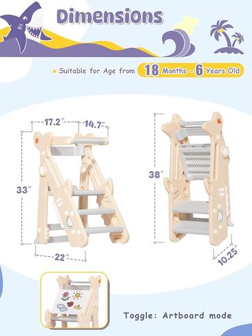 VBABY Foldable Toddler Tower, Certified Toddler Kitchen Stool Helper, Adjustable Height Toddler Step Stool, Plastic Learning Tower for Toddler, White in Saudi Arabia