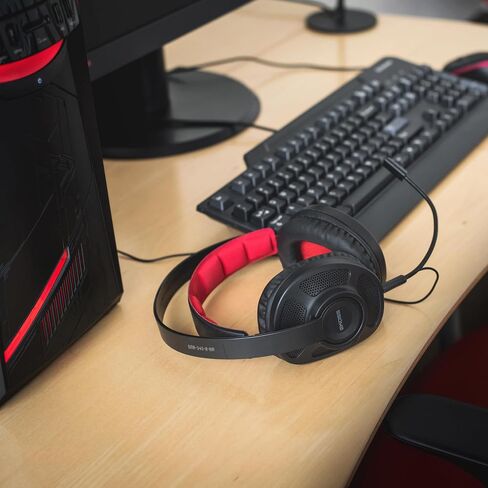 Koss GMR540-A-ISO Over-Ear Closed-Back Gaming Headphones, Volume Control + Mute Switch, Detachable Boom Microphone, Ultra Lightweight and Durable Design, Black and Red in Kuwait